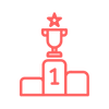 Depiction of a winner’s podium, representing achievement and success.