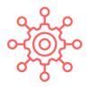 Graphic of a gear, symbolizing mechanisms or systems in motion.